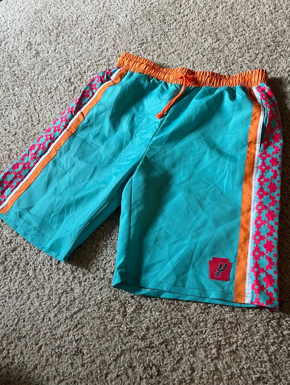 San Antonio Spurs Official La Cultura Turquoise Lounge Shorts Size XL